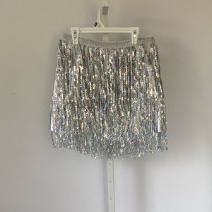 Fringe Metallic Skirt